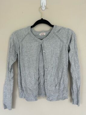 CAT & JACK Size XL (14/16) Gray Cardigan Sweater Crystal Buttons Girls (1616)